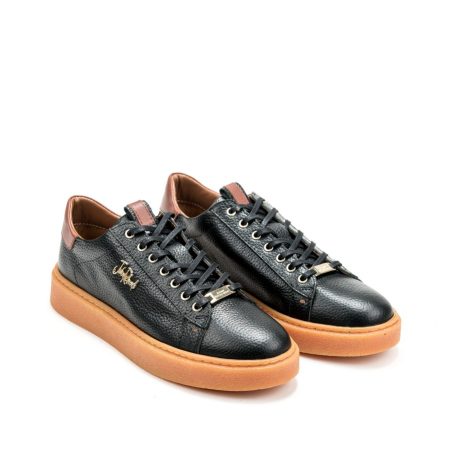 Muške kožne plitke patike John-Richardo-21010 crne ravne